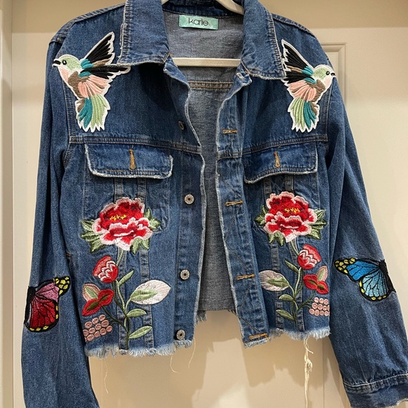 Karlie Jackets & Blazers - Karlie - Cropped Denim Jacket with Patches